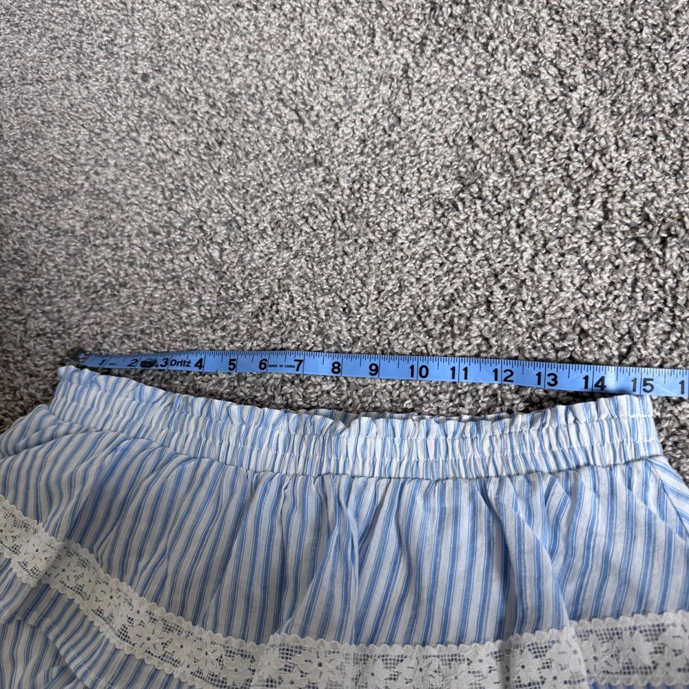 NWT Blue Ruffle Tiered Skort Skirt Striped Floral Lace Trim Sz Medium Wild Fable - Picture 8 of 9